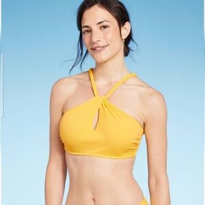 Women's High Neck Braided Strap Bikini Top - Shade & Shore Yellow 34DD